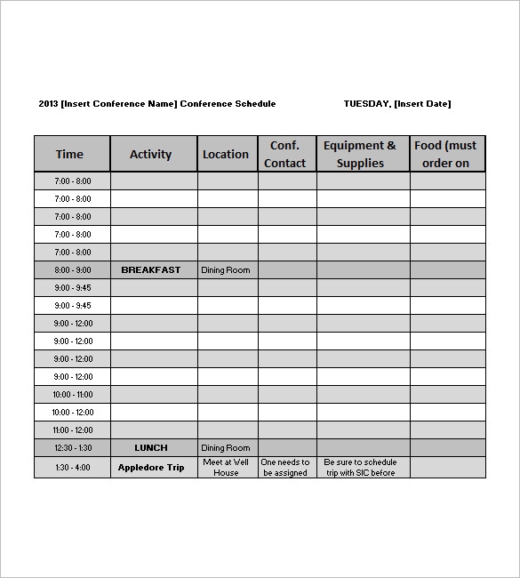 Conference Agenda Template 8 Free Word Excel PDF Format Download