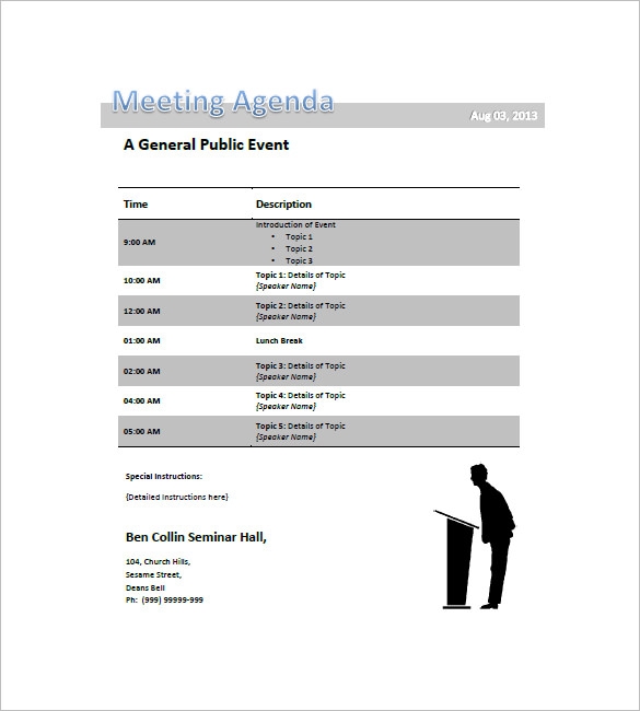 Conference Agenda Template 8 Free Word Excel PDF Format Download
