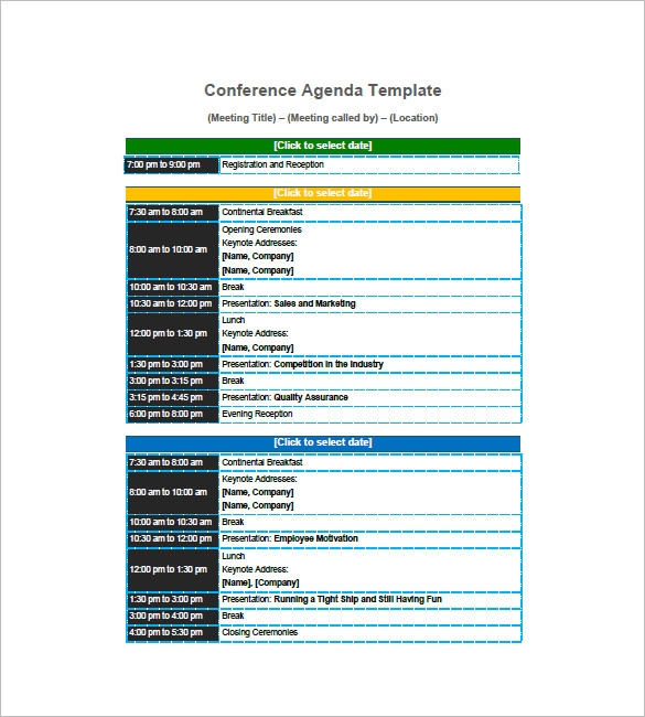 Conference Agenda Template 8 Free Word Excel PDF Format Download