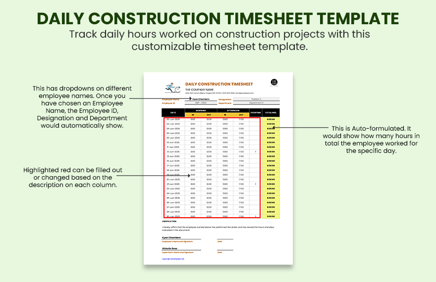 Construction Excel Templates