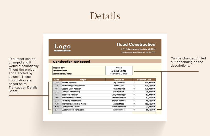 Construction WIP Report Template Download In Excel Google Sheets 
