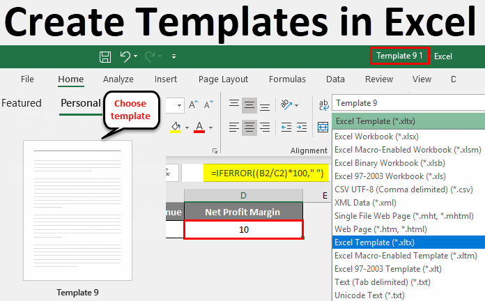 Create A Template In Excel