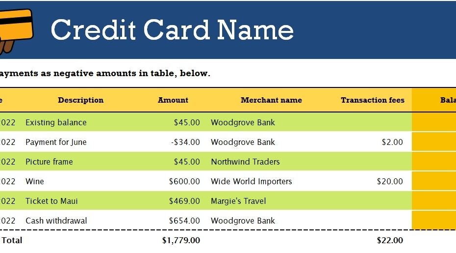 Credit Card Tracker Template In Excel Download xlsx