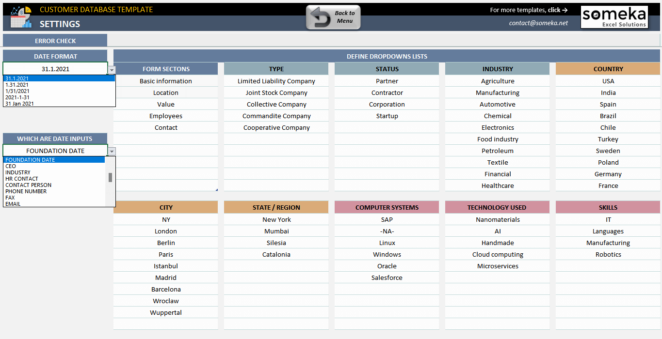 Customer Database Excel Template Free Download 