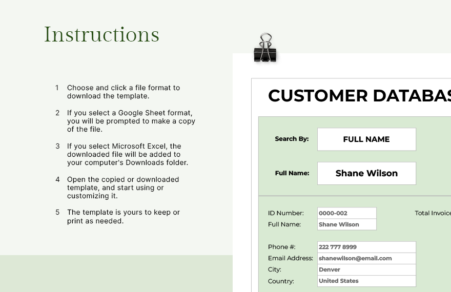 Customer Database Excel Template In Google Sheets Excel Download