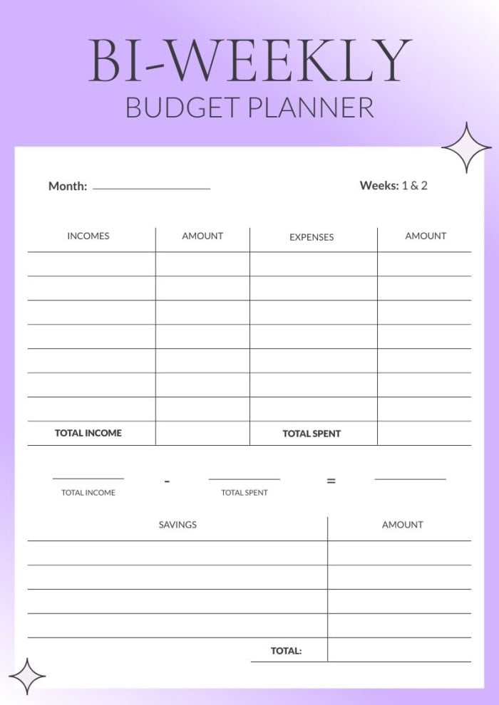 Customize And Download This Aesthetic Bi weekly Budget Planner Template