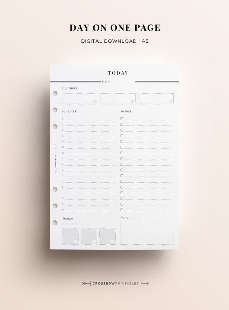 Daily A5 Printable Inserts DIY A5 Filofax Inserts By Crossbow 