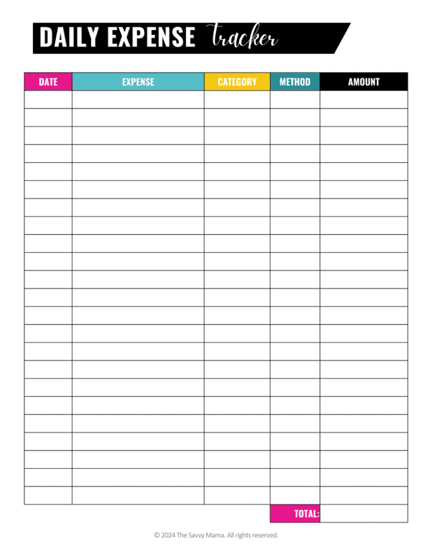 Daily Expense Tracker Free Printable Free Printables Hub