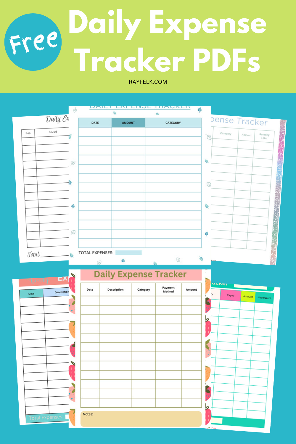 Daily Expense Tracker PDF Free Printable