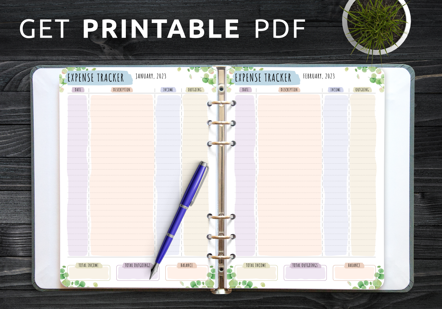 Daily Expense Tracker Printable Floral Brokertaste