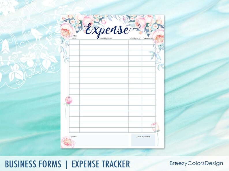 Daily Expense Tracker Printable Floral Frosdsy