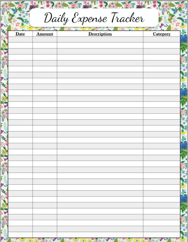 Daily Expense Tracker Spreadsheet Db excel