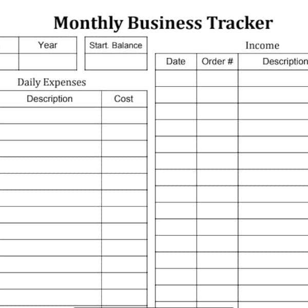 Daily Expenses Etsy Daily Expenses Etsy