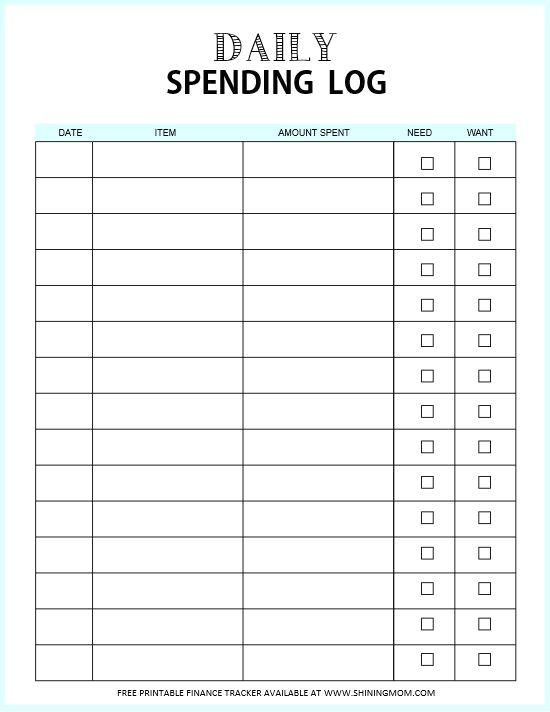 Daily Expenses Printable Thoughttews