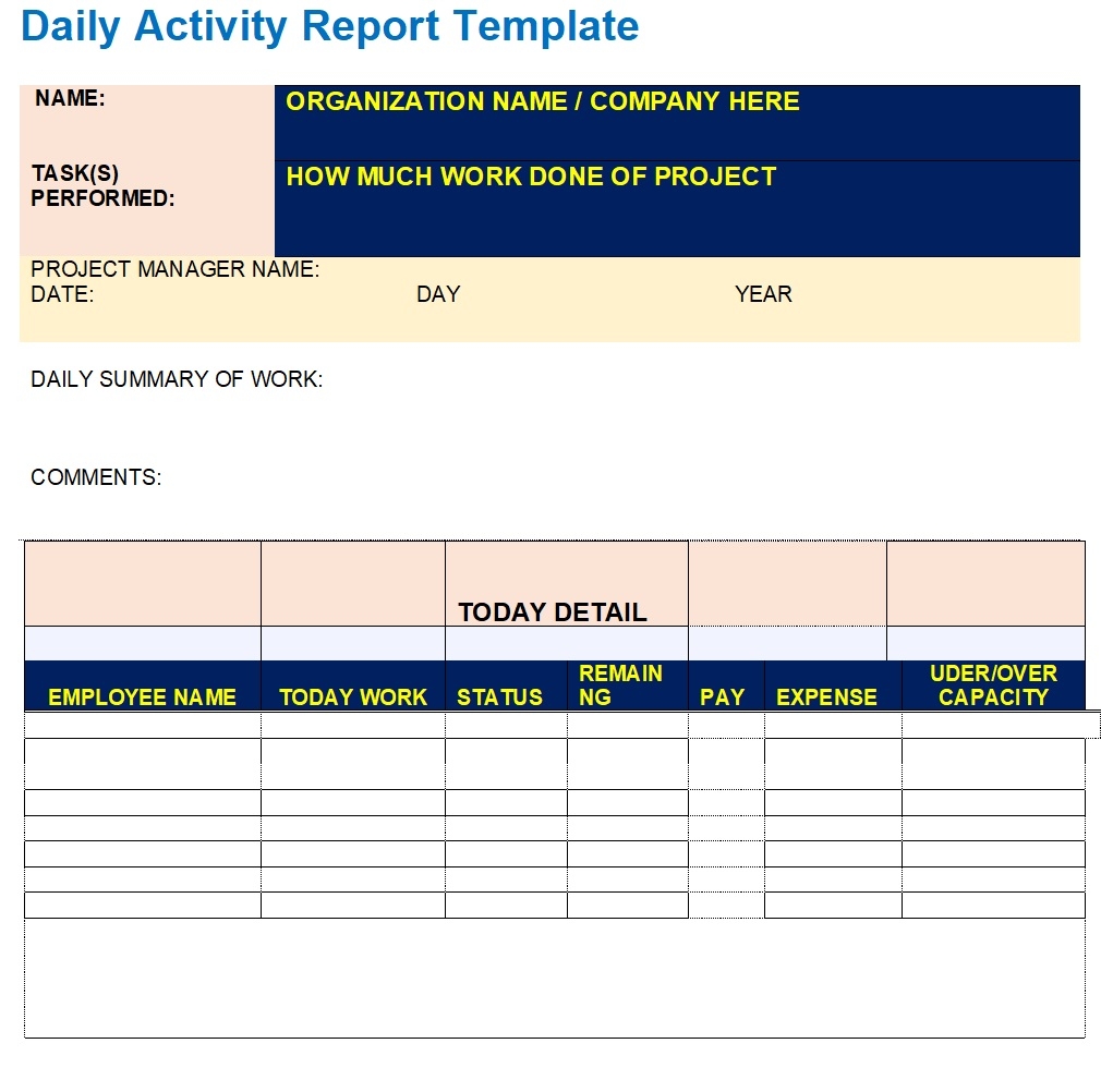 Daily Sales Report Template Excel Free Sarseh