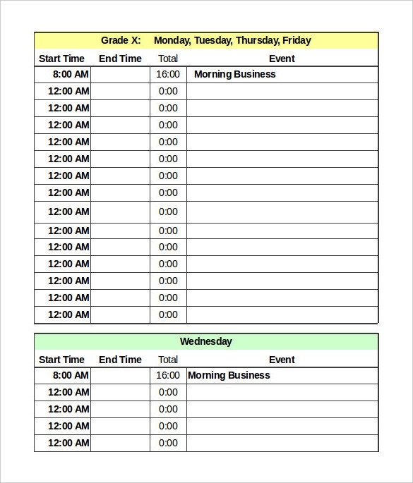 Daily Schedule Template 39 Free Word Excel PDF Documents Download Daily Schedule Template 39 Free Word Excel PDF Documents Download
