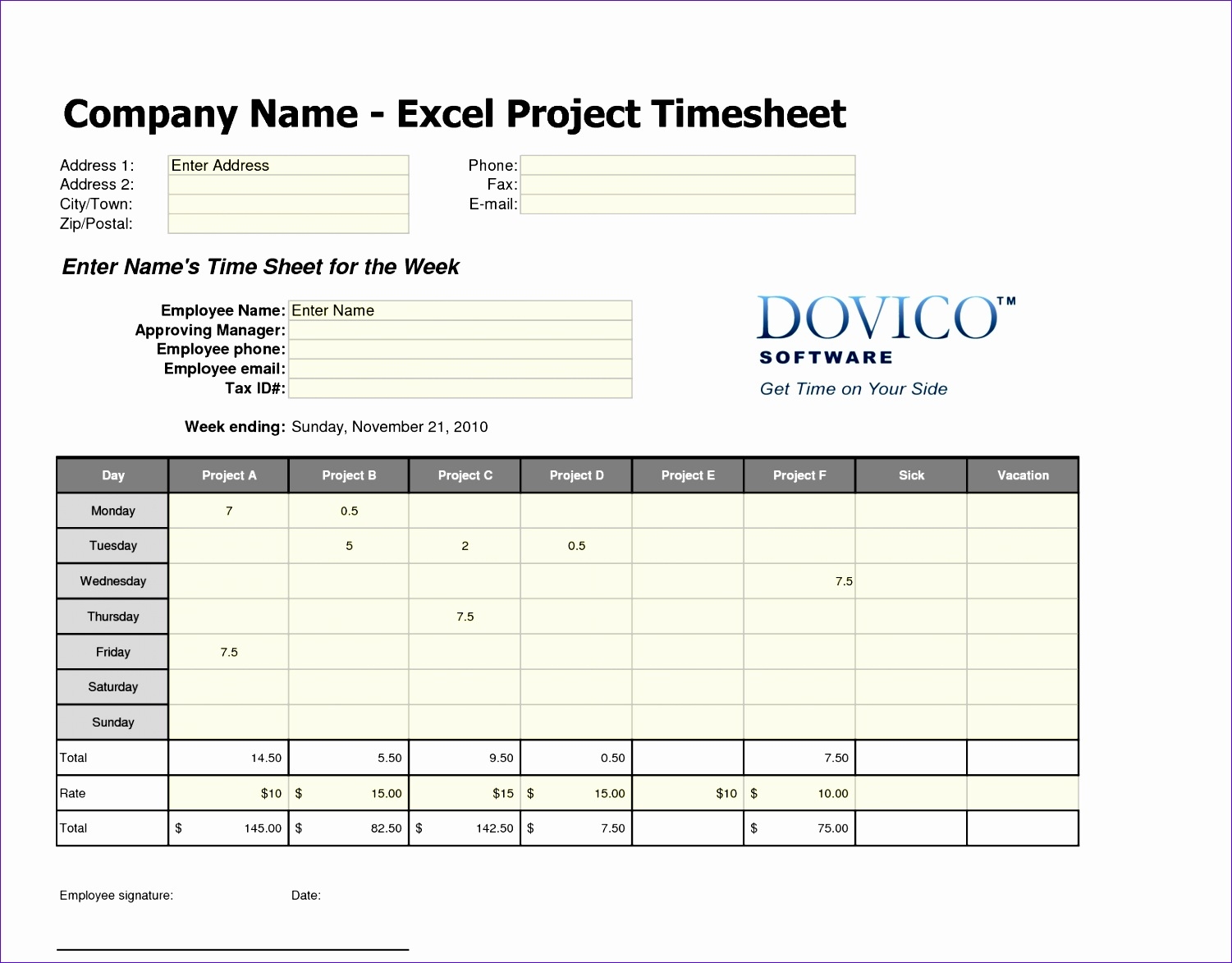 Daily Timesheet Excel Template