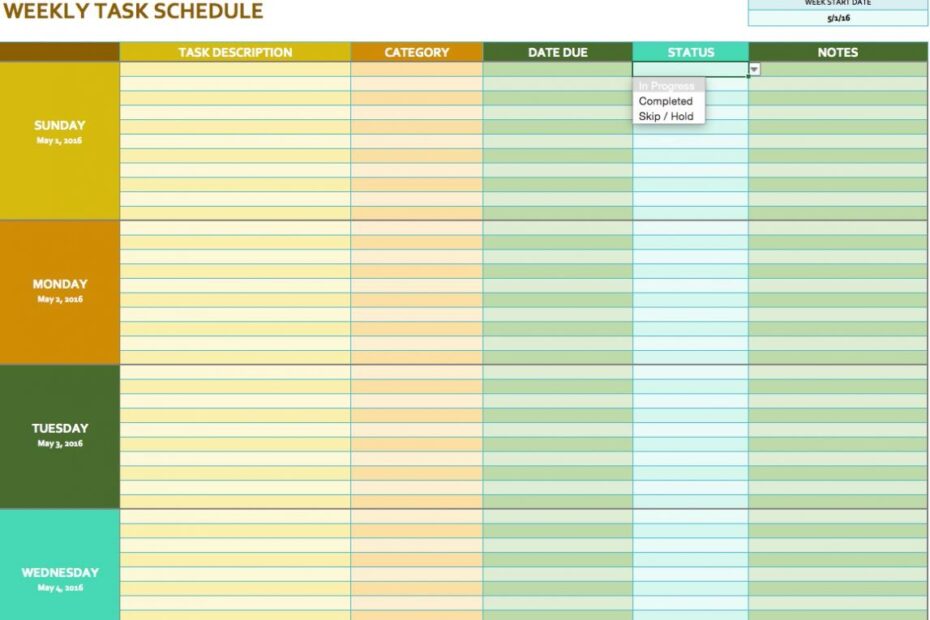 Daily Weekly Monthly Task List Template Excel Free Download