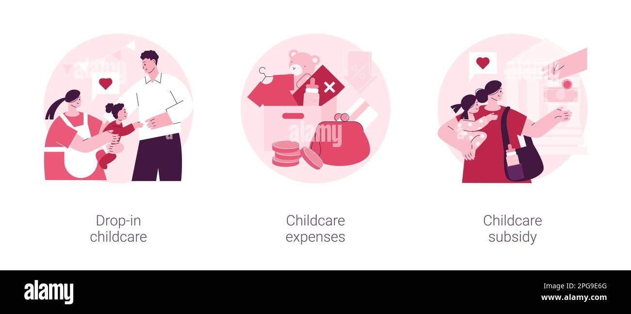 Daycare Service Abstract Concept Vector Illustration Set Drop in 