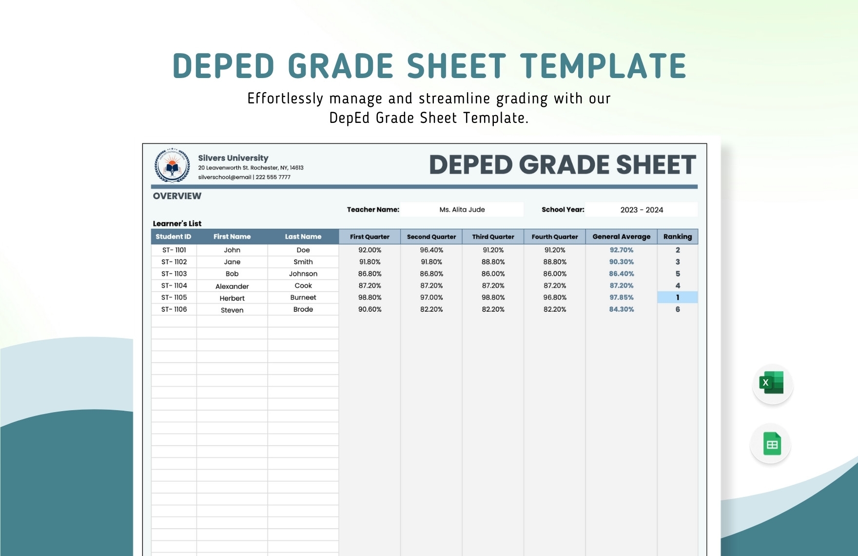 Deped Report Card Template Excel Infoupdate