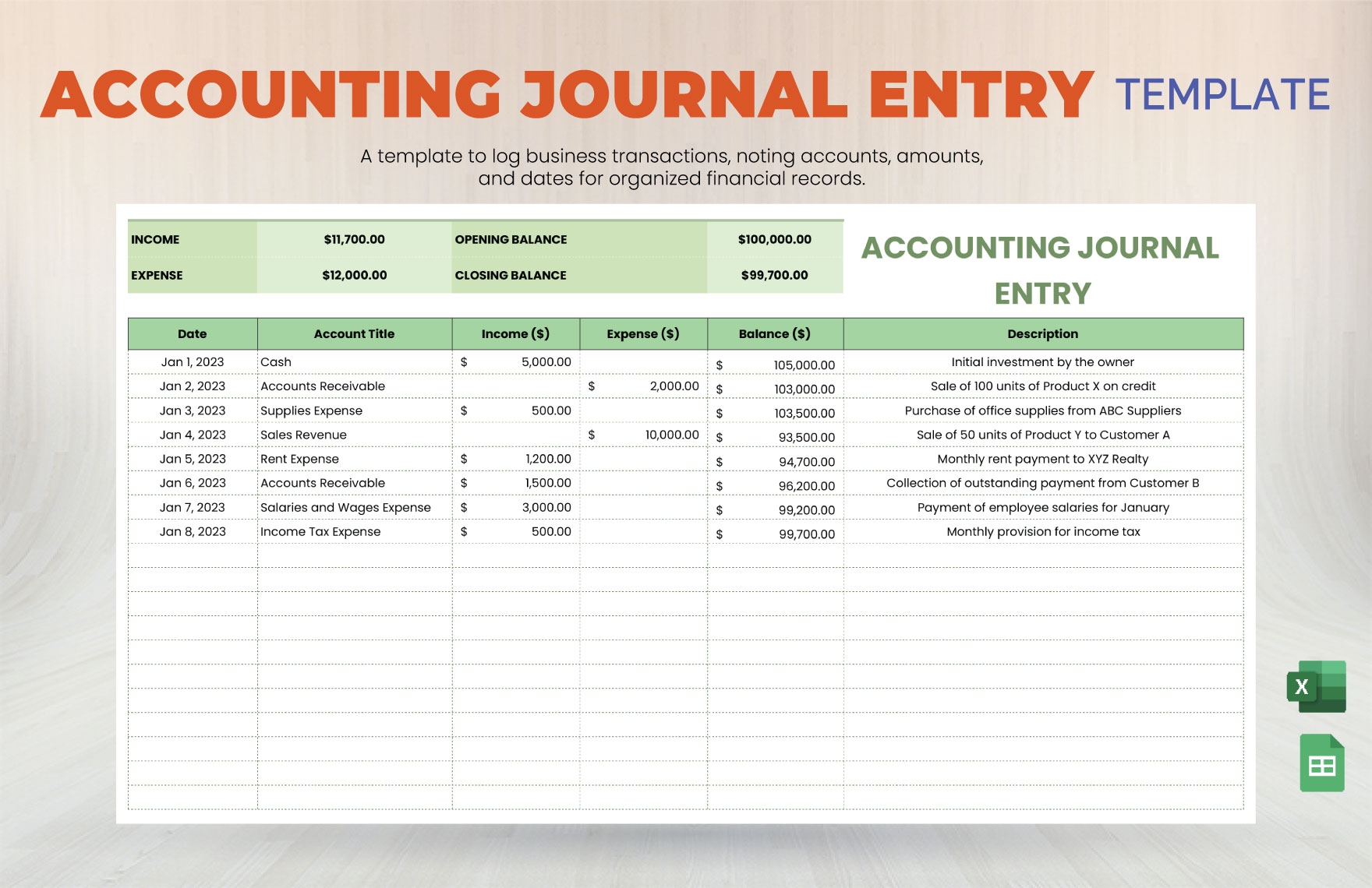 Editable Accounting Templates In Excel To Download