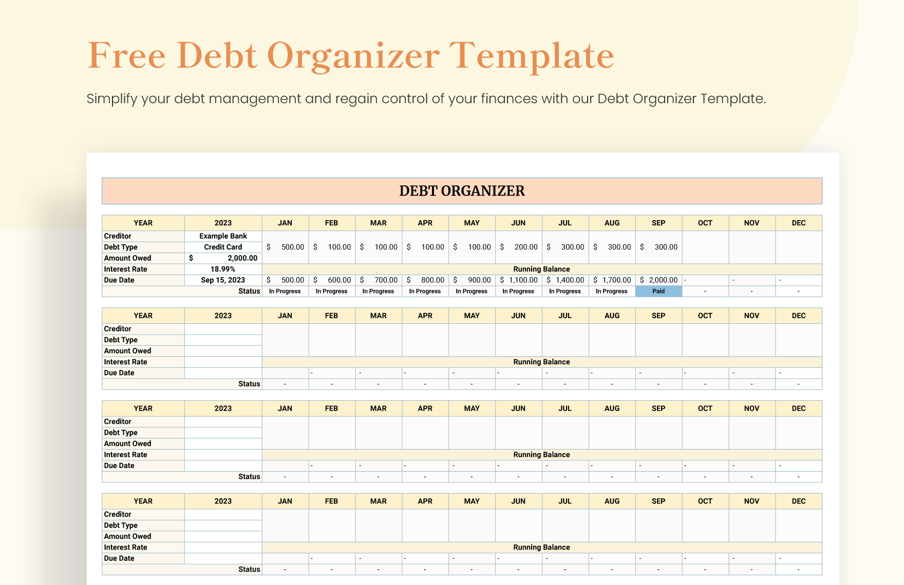 Editable Debt Templates In Excel To Download