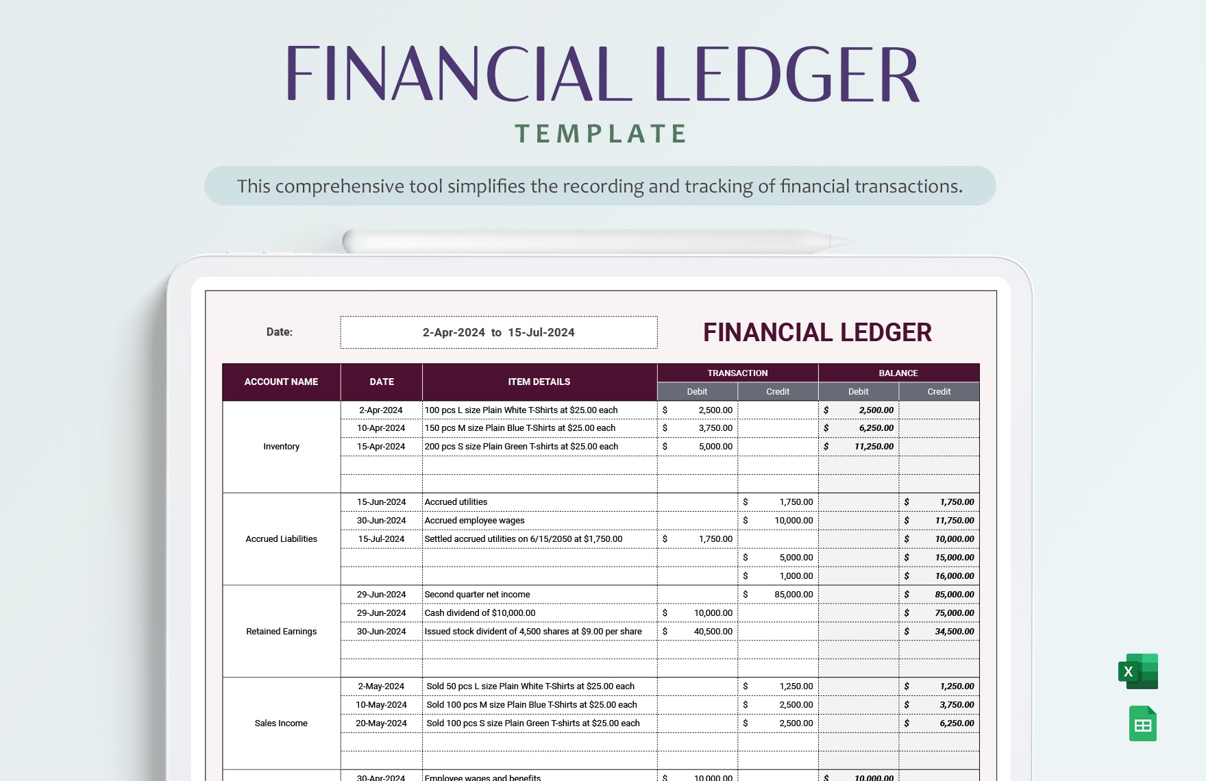 Editable Ledger Templates To Download