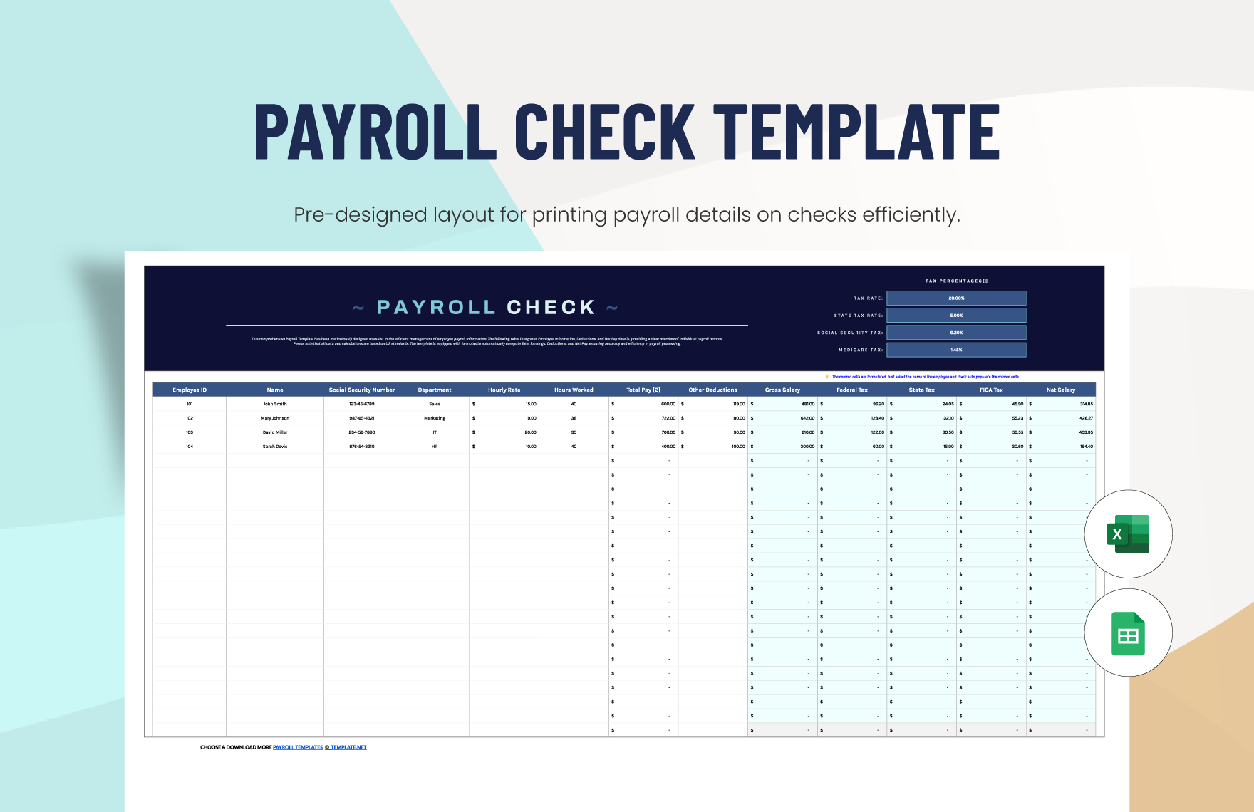 Editable Payroll Templates In Excel To Download