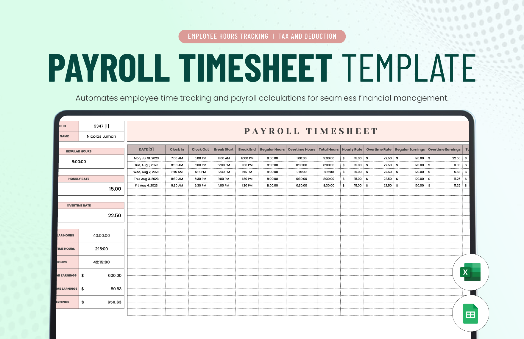 Editable Payroll Templates In Excel To Download