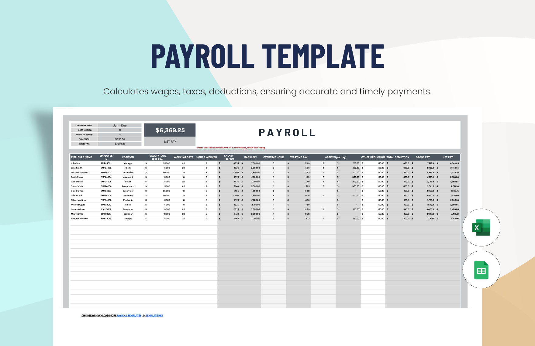 Editable Payroll Templates In Excel To Download