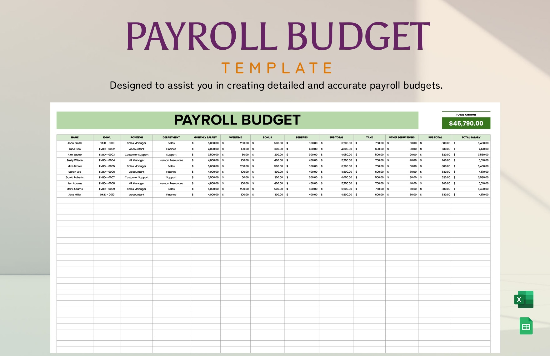 Editable Payroll Templates In Excel To Download