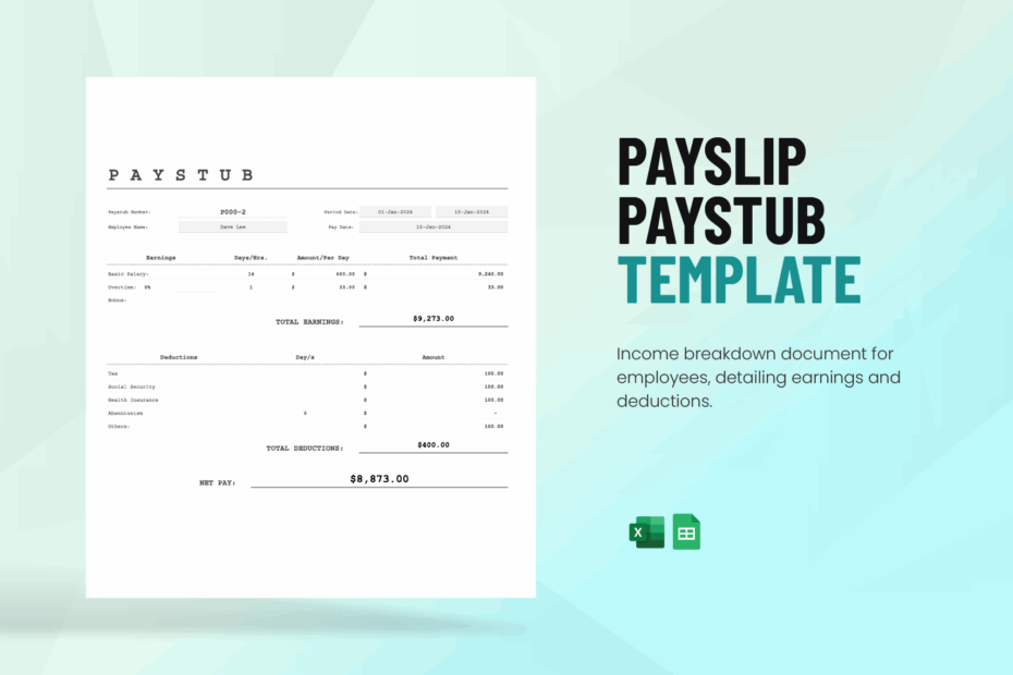 Editable Paystub Templates In Excel To Download