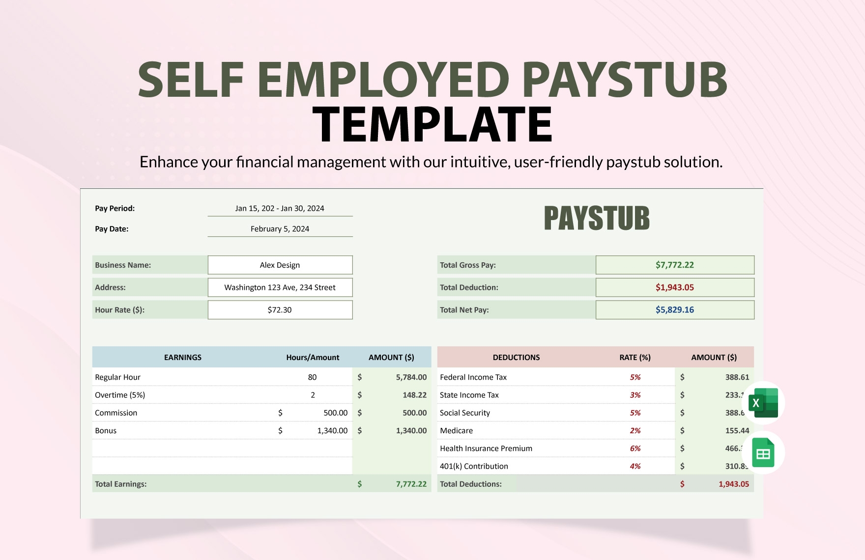Editable Paystub Templates In Excel To Download