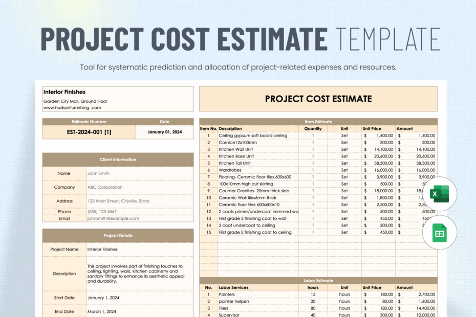 Editable Project Estimate Templates In Excel To Download