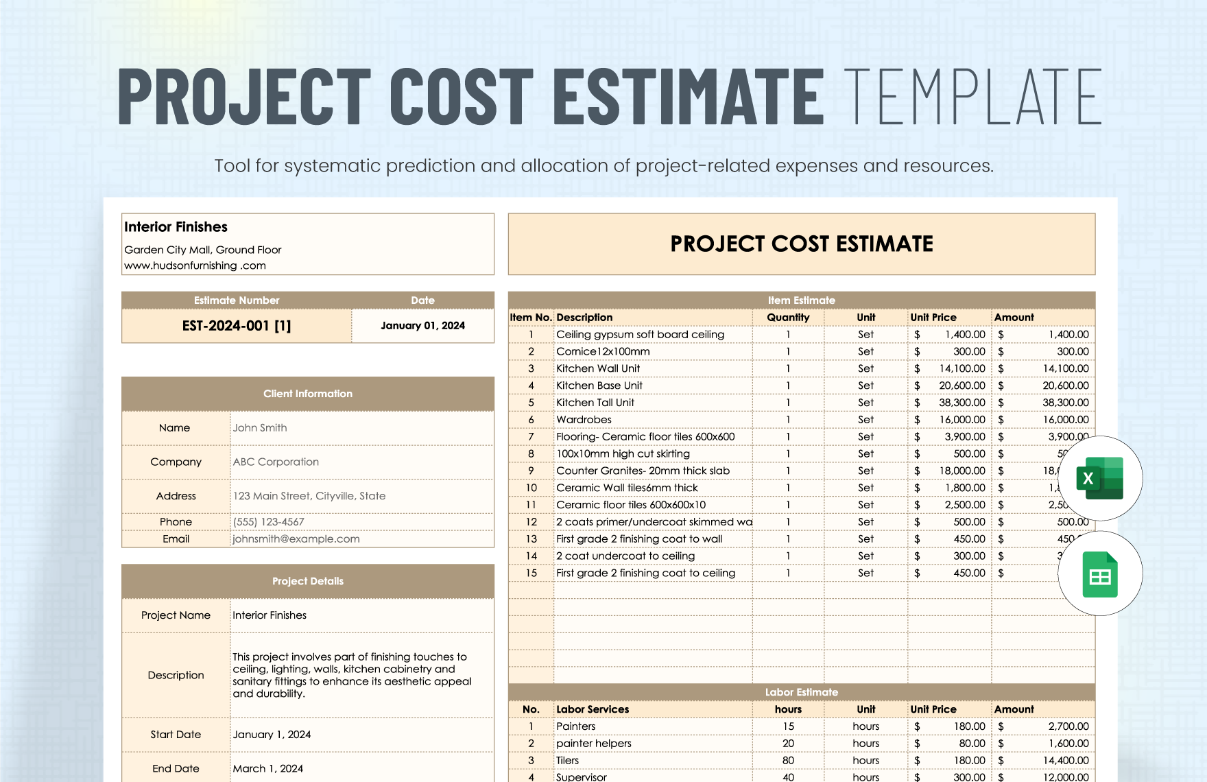 Editable Project Estimate Templates In Excel To Download