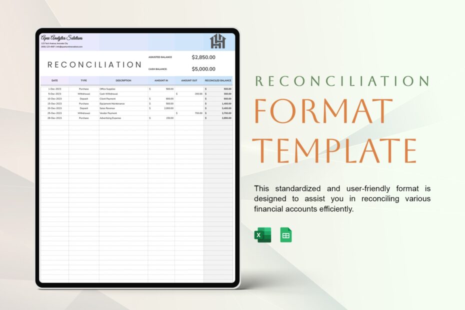Editable Reconciliation Templates In Excel To Download