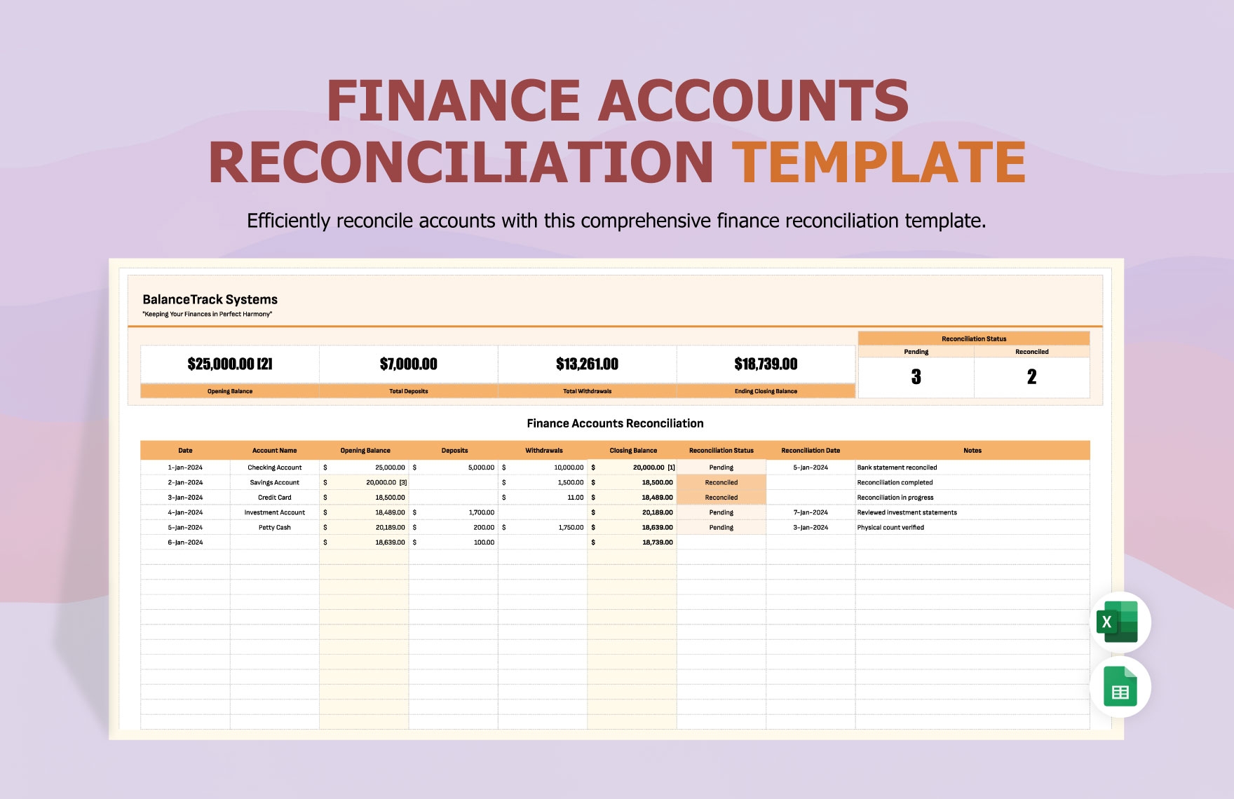 Editable Reconciliation Templates In Excel To Download