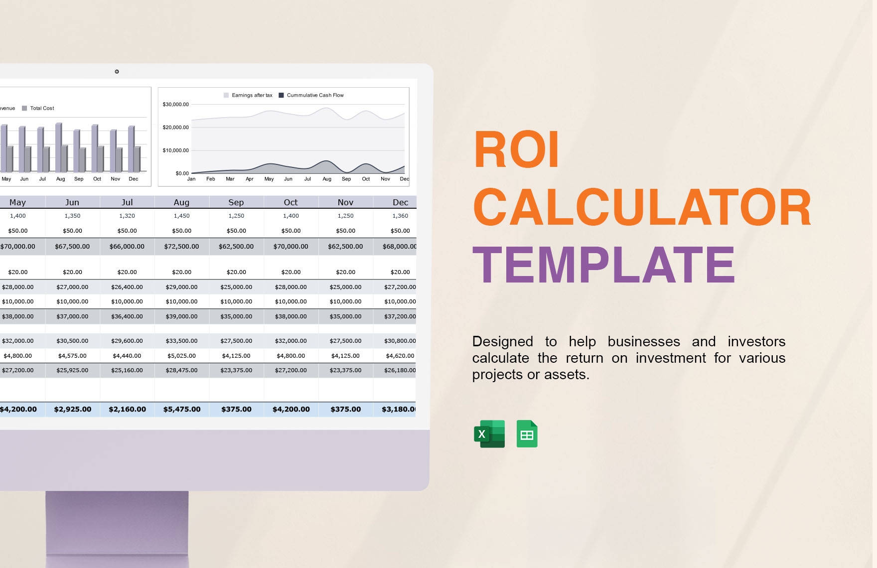 Editable ROI Return Of Investment Templates In Excel To Download