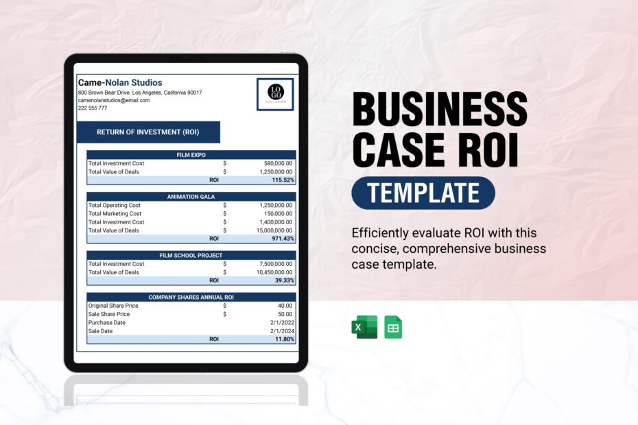 Editable ROI Return Of Investment Templates In Excel To Download