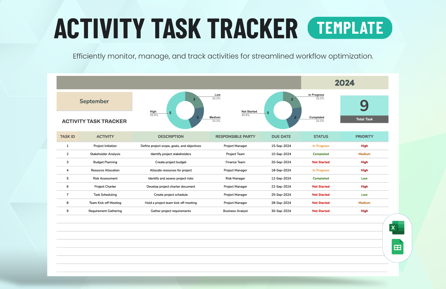 Editable Task Sheet Templates In Excel To Download