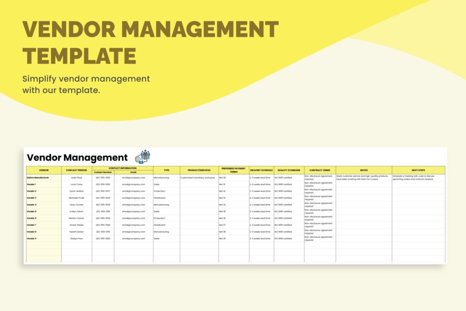 Editable Vendor Templates In Excel To Download