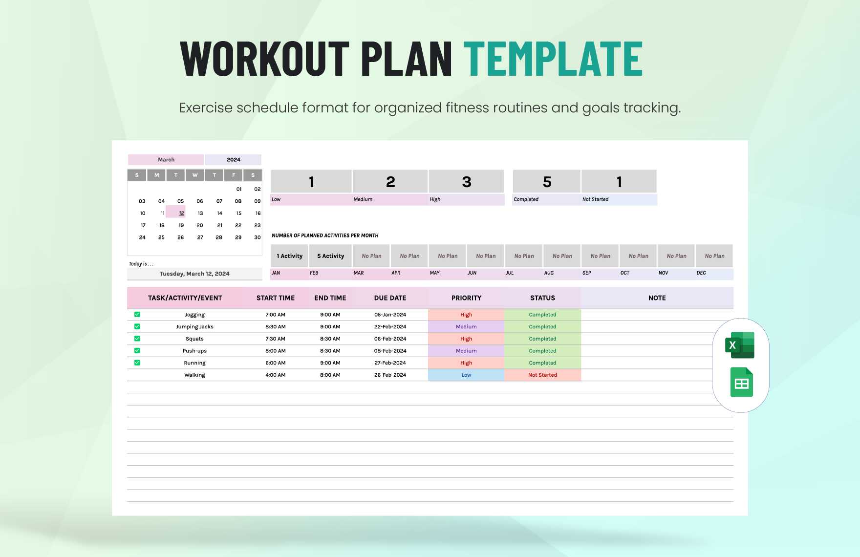 Editable Workout Templates In Excel To Download