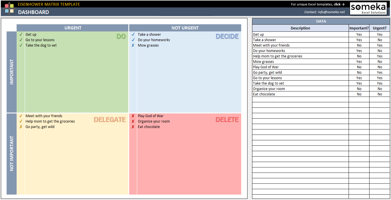Eisenhower Matrix Template Prioritize Your Tasks In Excel