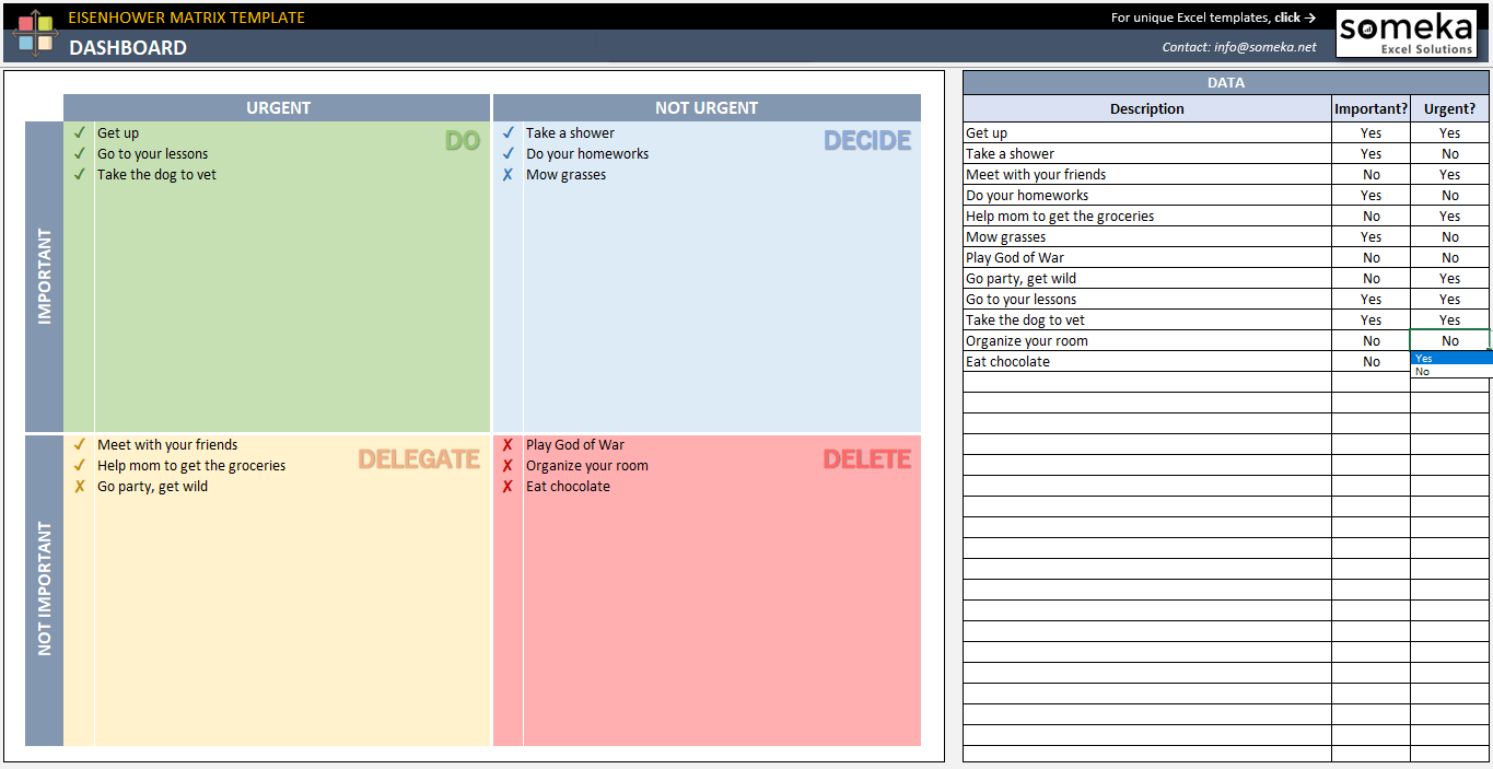 Eisenhower Matrix Template Prioritize Your Tasks In Excel