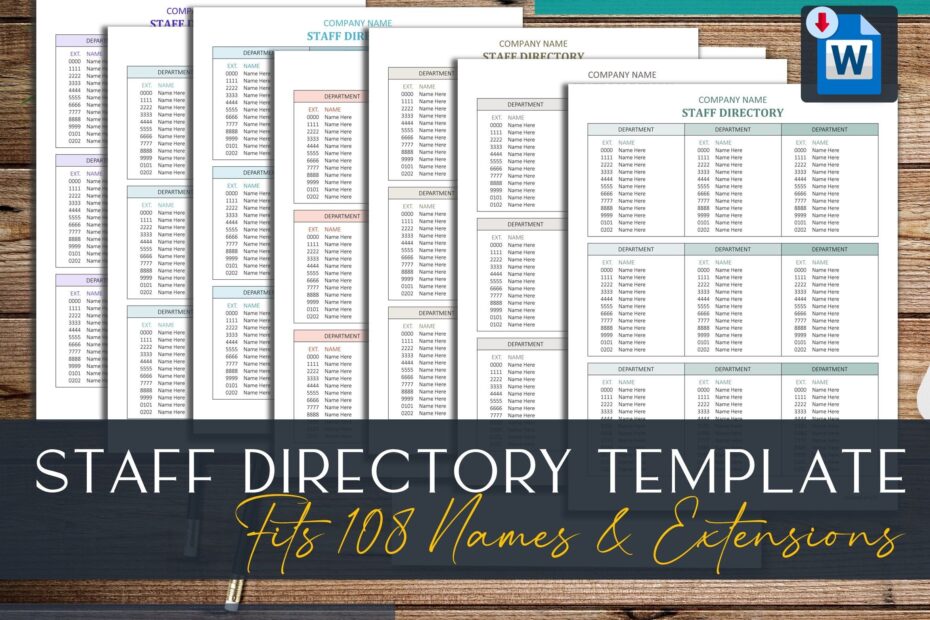 Employee Directory Office Template Staff Phone Extension List
