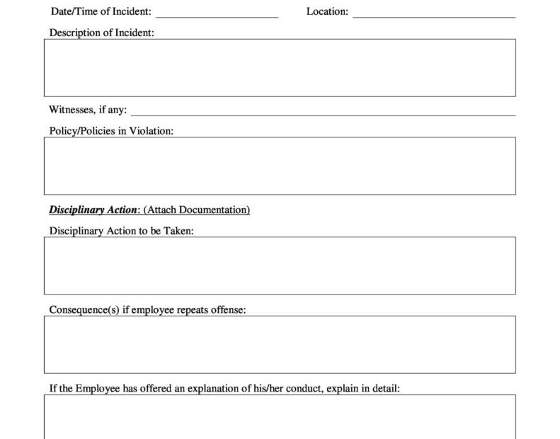 Employee Documentation Form Printable Form 2024