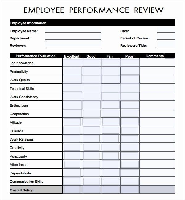 Employee Performance Review Template Excel
