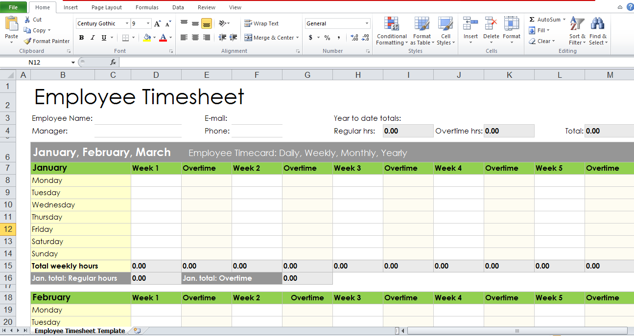 Employee Timesheet Template In Excel Bilarasa