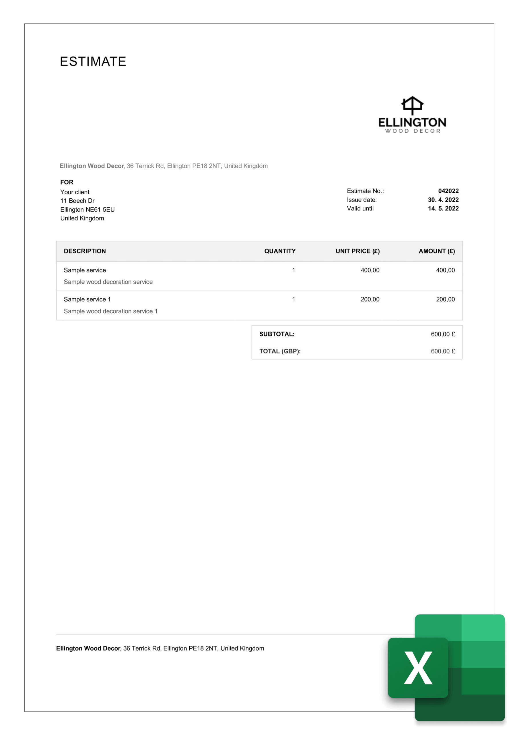 Estimate Templates Made Easy Free Editable Billdu