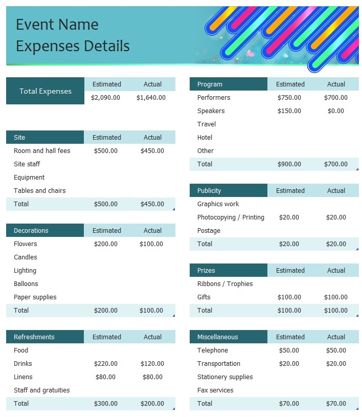 Event Budget Simple Template In Excel Download xlsx 